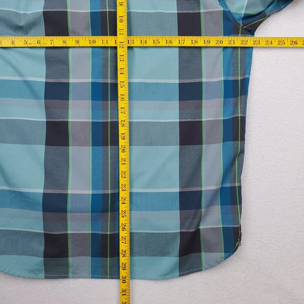 North Face Shirt Mens Large Blue Gray Plaid Button Up Outdoor Athleisure